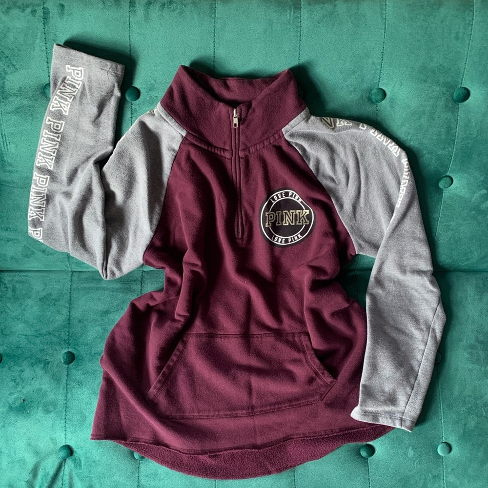 VS Pink half zip crewneck pullover